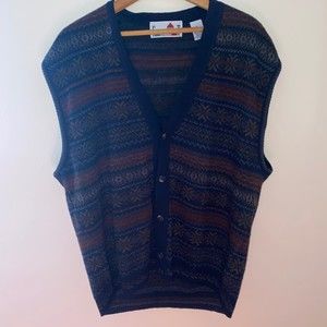 Florence tricot sweater vest vintage wool and acrylic size L italy geometric